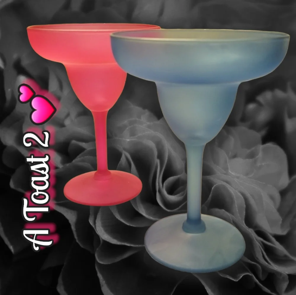 2 Vtg Margarita Glasses 1 Pink 1 Blue Libbey Party